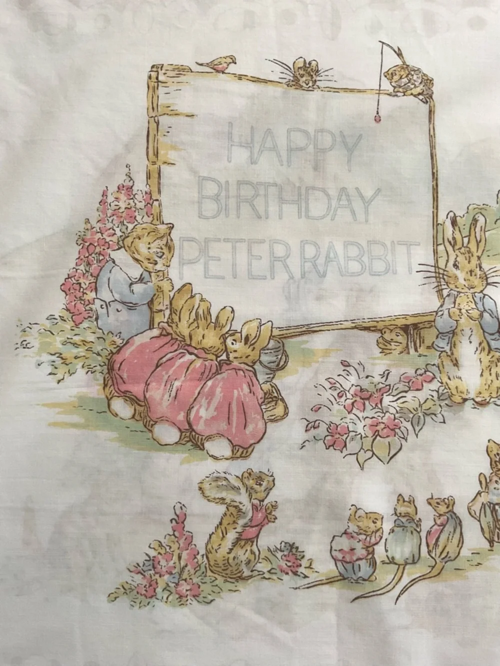 Vintage Cannon Peter Rabbit Birthday Pillowcase Beatrix Potter USA